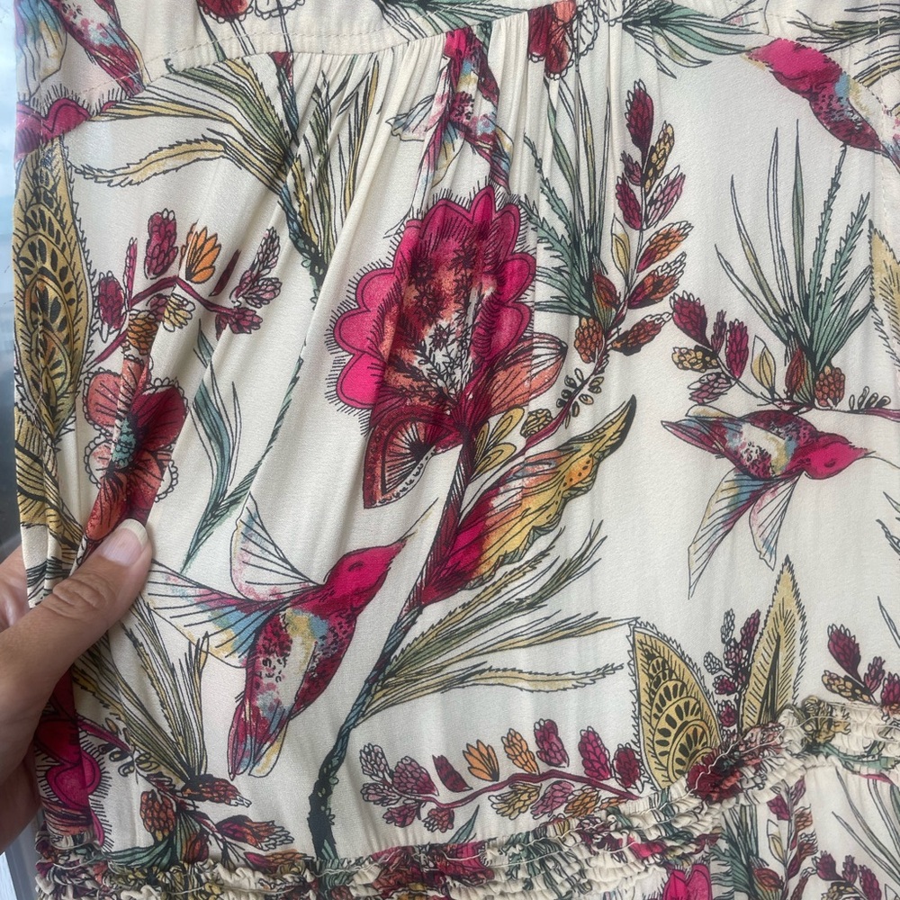 Free People Tunic with Pink and Green Hummingbird Print - Picture 5 of 7
